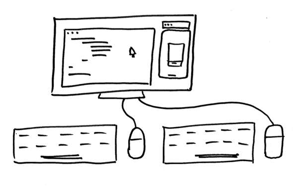 pairing with one computer and two keyboards sketch